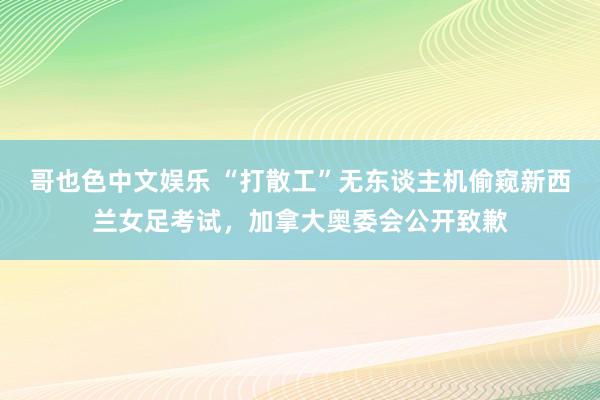 哥也色中文娱乐 “打散工”无东谈主机偷窥新西兰女足考试，加拿大奥委会公开致歉