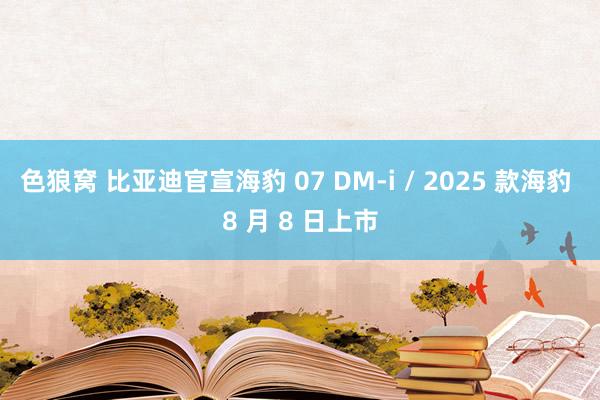 色狼窝 比亚迪官宣海豹 07 DM-i / 2025 款海豹 8 月 8 日上市