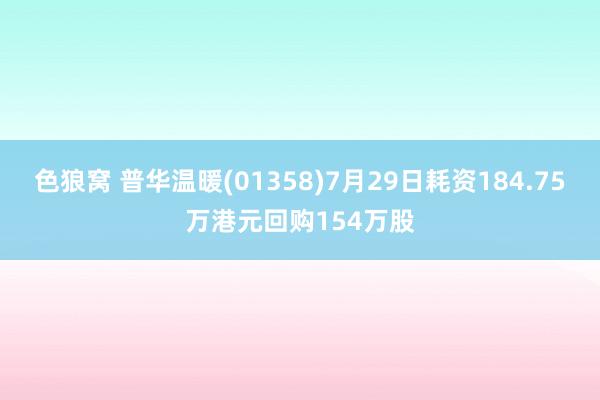 色狼窝 普华温暖(01358)7月29日耗资184.75万港元回购154万股