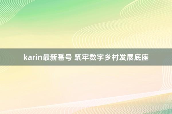 karin最新番号 筑牢数字乡村发展底座