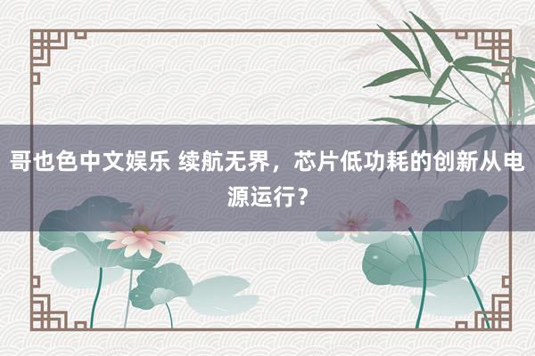 哥也色中文娱乐 续航无界，芯片低功耗的创新从电源运行？