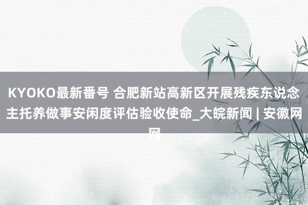 KYOKO最新番号 合肥新站高新区开展残疾东说念主托养做事安闲度评估验收使命_大皖新闻 | 安徽网