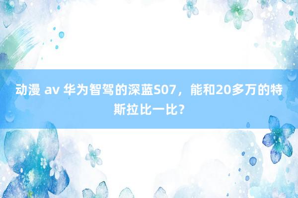 动漫 av 华为智驾的深蓝S07，能和20多万的特斯拉比一比？