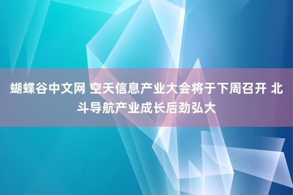 蝴蝶谷中文网 空天信息产业大会将于下周召开 北斗导航产业成长后劲弘大